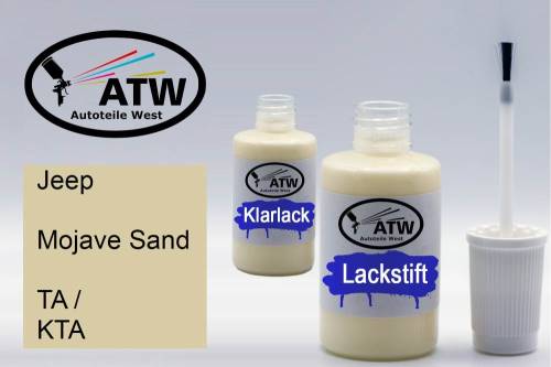 Jeep, Mojave Sand, TA / KTA: 20ml Lackstift + 20ml Klarlack - Set, von ATW Autoteile West.